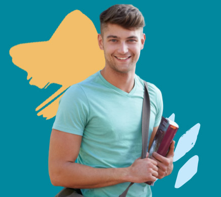 Junger Student mit Lernunterlagen