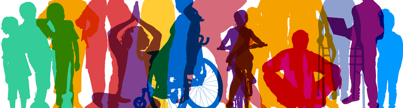 Illustration eines Inklusion Settings verschiedener Menschen